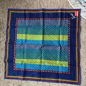 VTG KENZO Paris Silk Jacquard Scarf Graphic Geometric 90s Colorblock